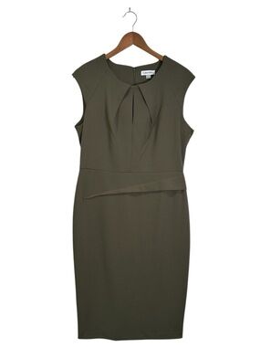 Calvin Klein Women’s 12 Olive Sleeveless Keyhole Sheath Dress